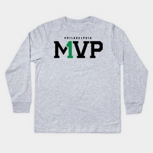 Philly Football MVP 1 Hurts (Kelly Green) Kids Long Sleeve T-Shirt